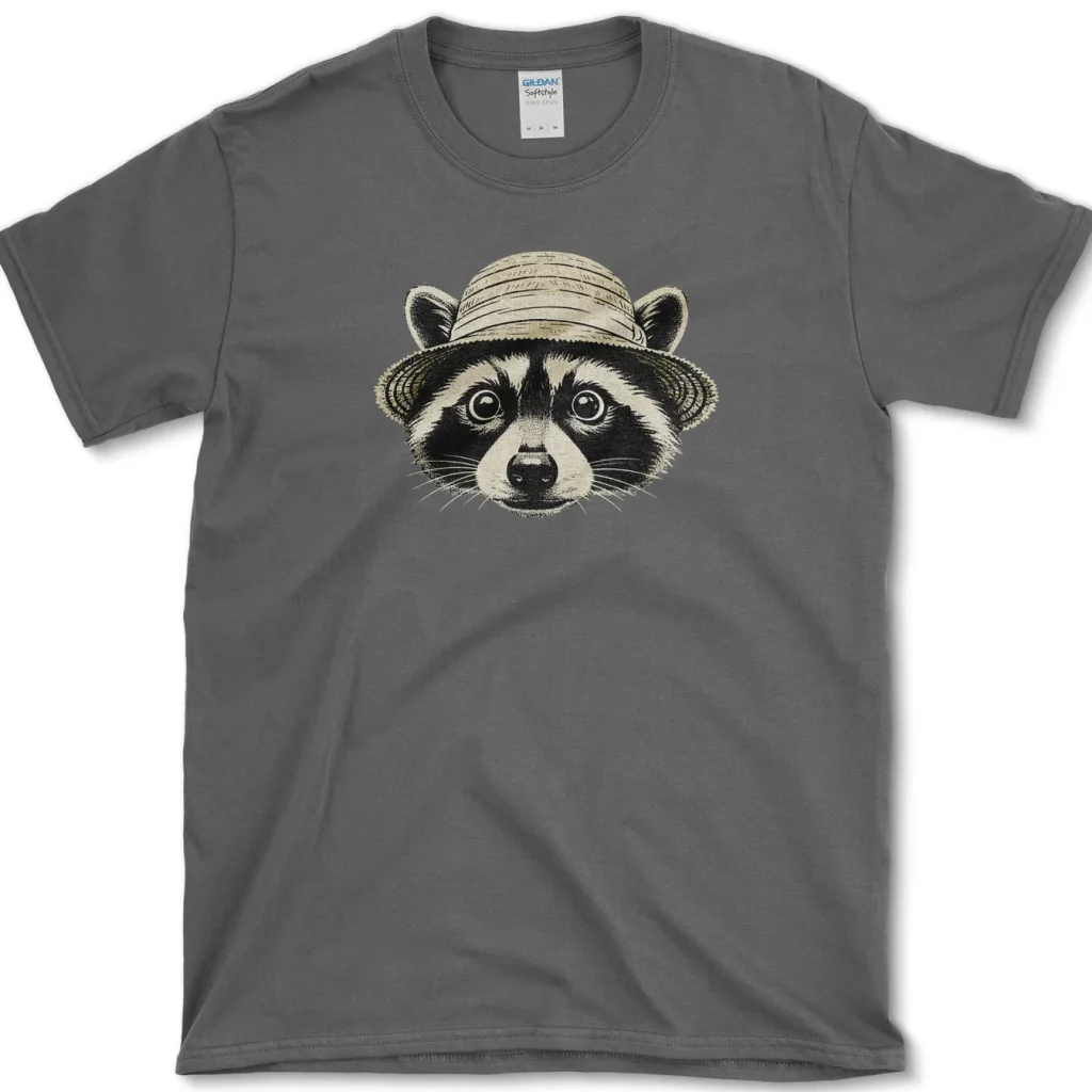 Funny Raccoon in Straw Hat Graphic Shirt
