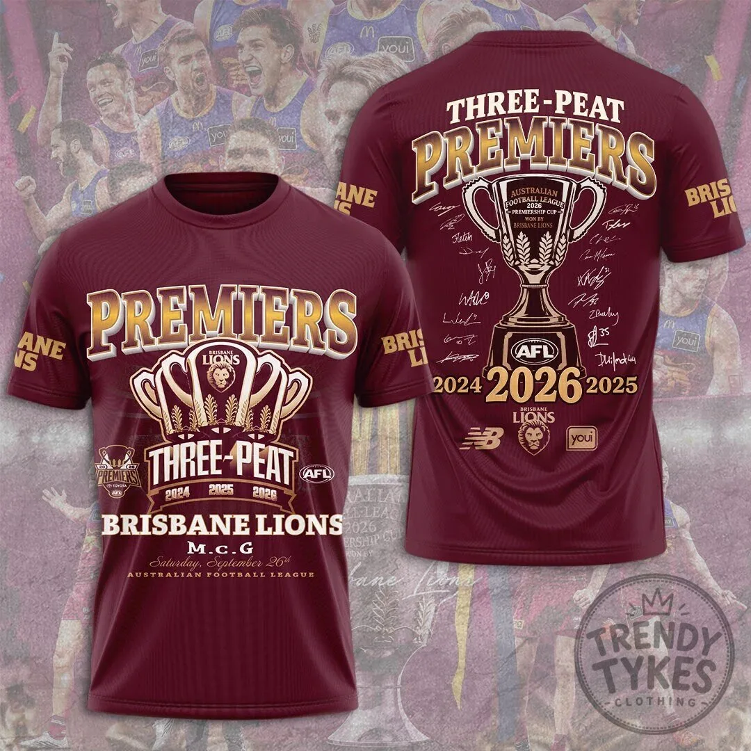 Australian Football League T-Shirt - Brisbane Lions Three-Peat Champions