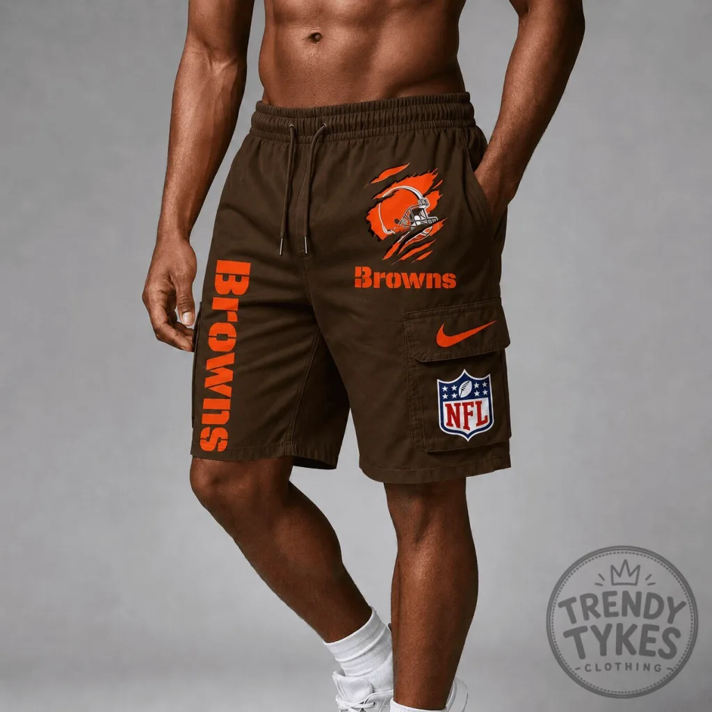 Cleveland Browns National Football League Logo Brown Cargo Shorts Cleveland Browns National Football League Logo Brown Cargo Shorts