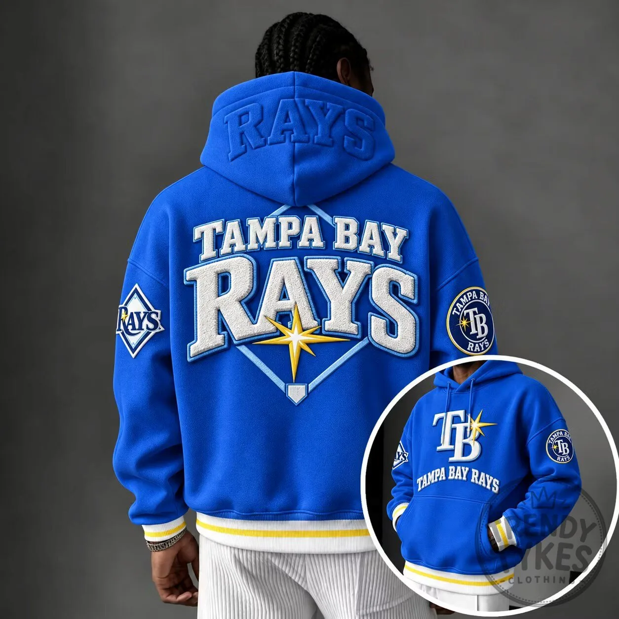 Tampa Bay Rays Baseball Team Logo Blue Embroidered Hoodie