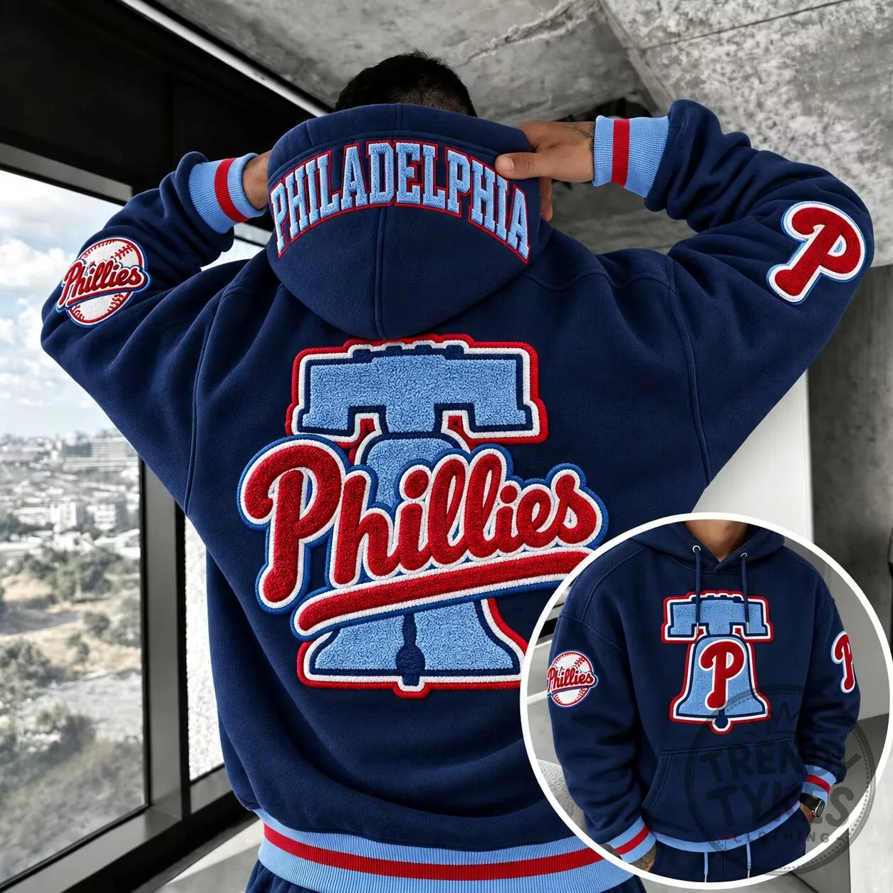 Philadelphia Phillies Baseball Team Logo Navy Blue Hoodie
