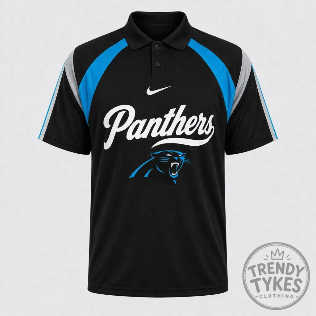 Black and Blue Polo Shirt for Carolina Panthers NFL Football Team Black and Blue Polo Shirt for Carolina Panthers NFL Football Team