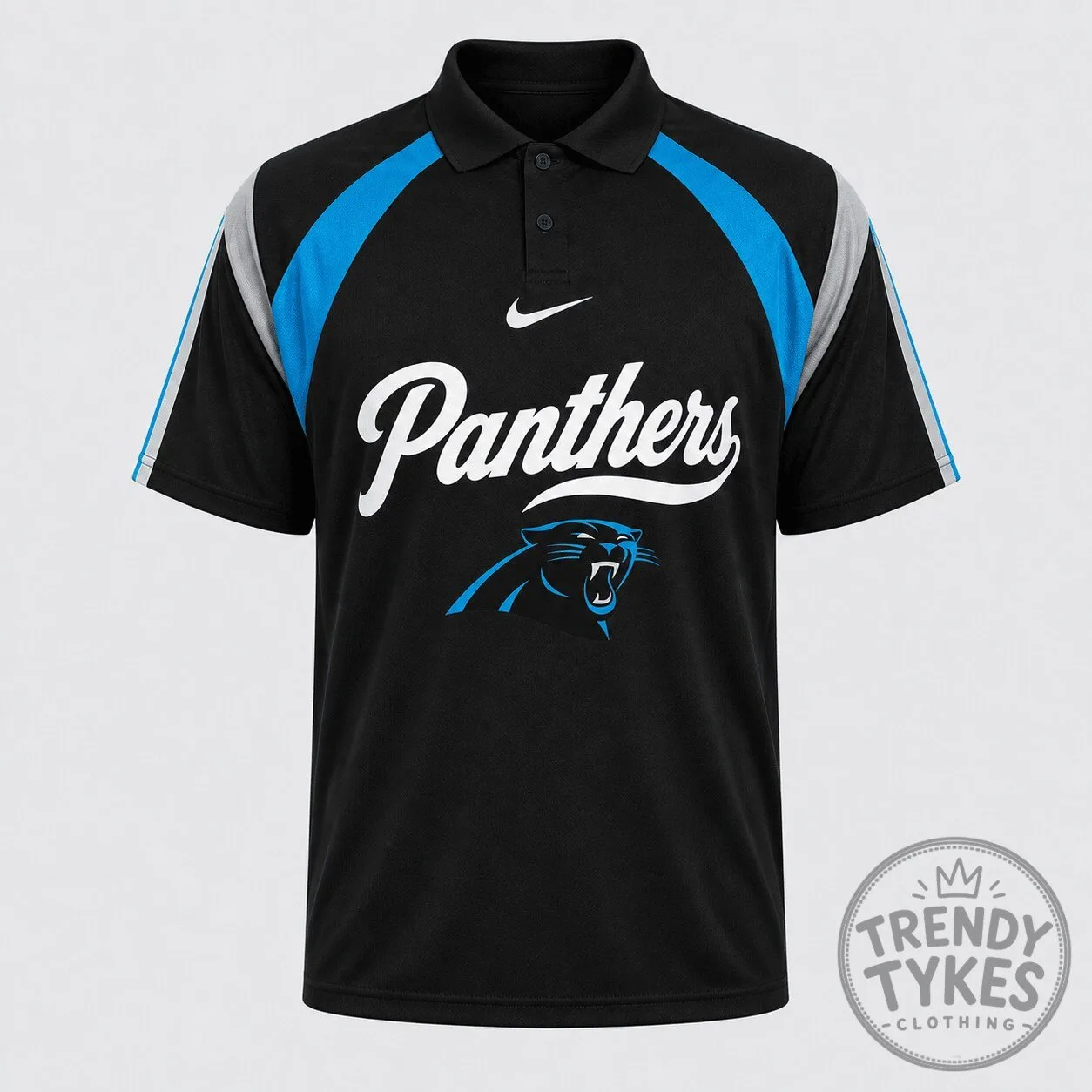 Black and Blue Polo Shirt for Carolina Panthers NFL Football Team