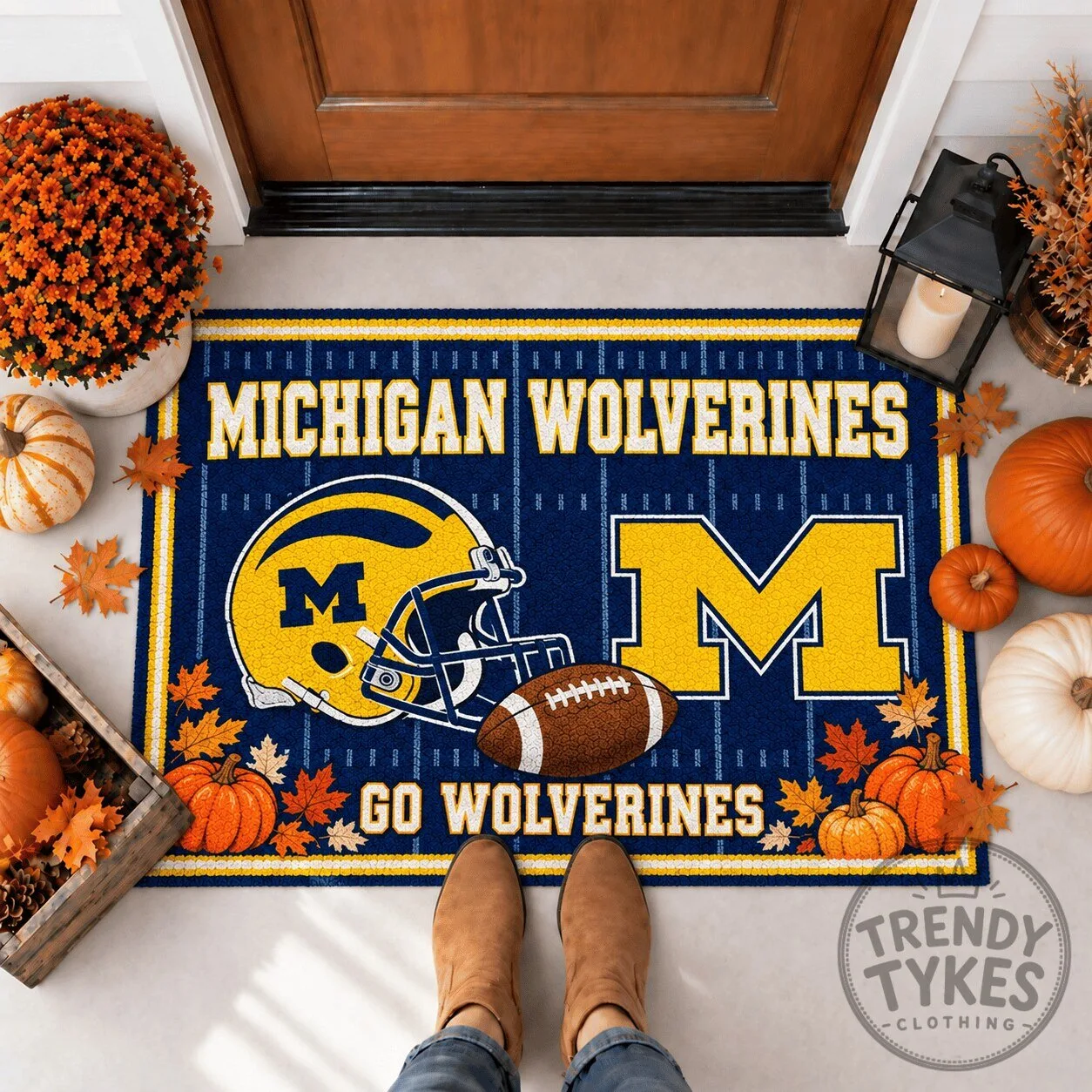 Michigan Wolverines Football Field Autumn Welcome Doormat