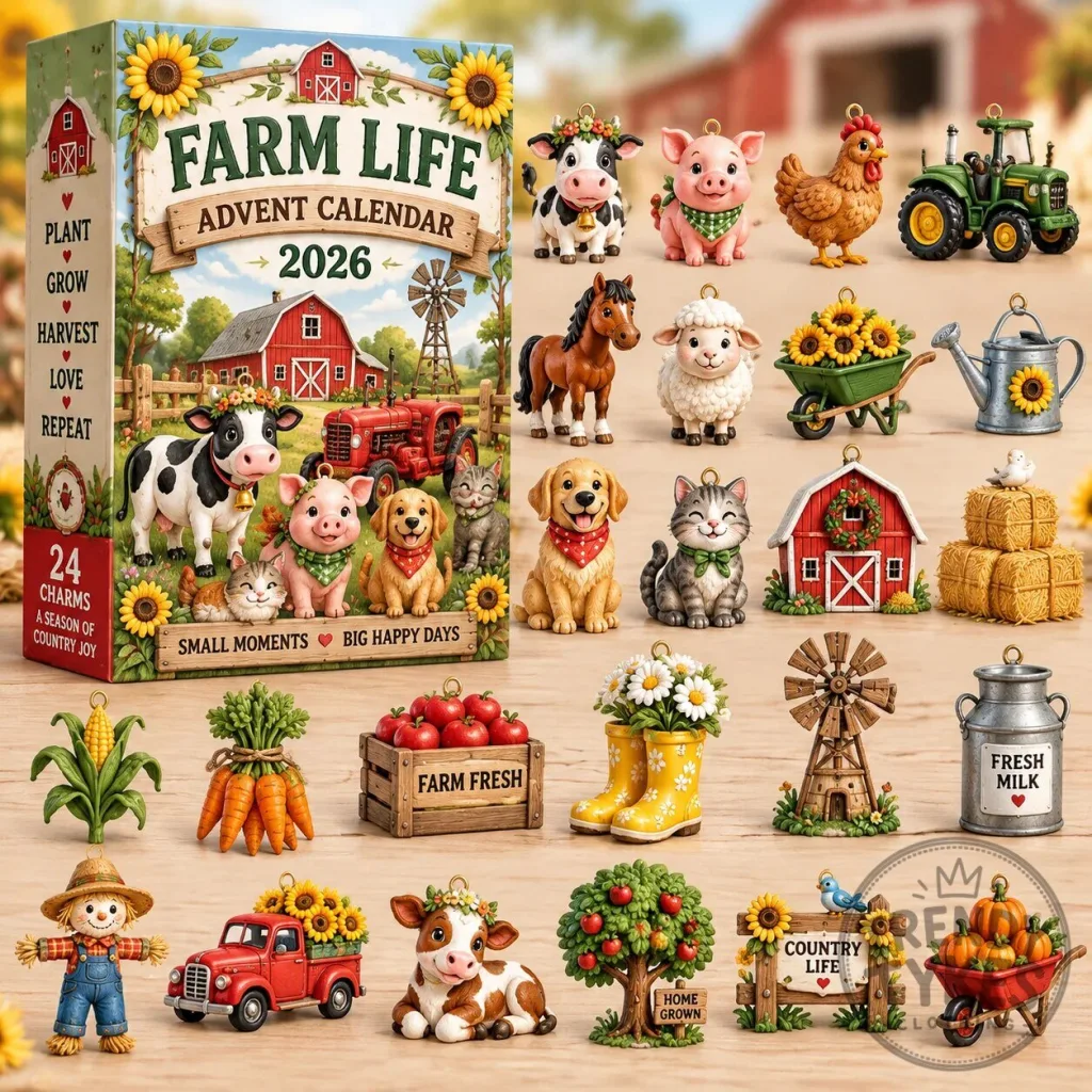 Farm Life Advent Calendar 2026 with 24 Charms and Ornaments