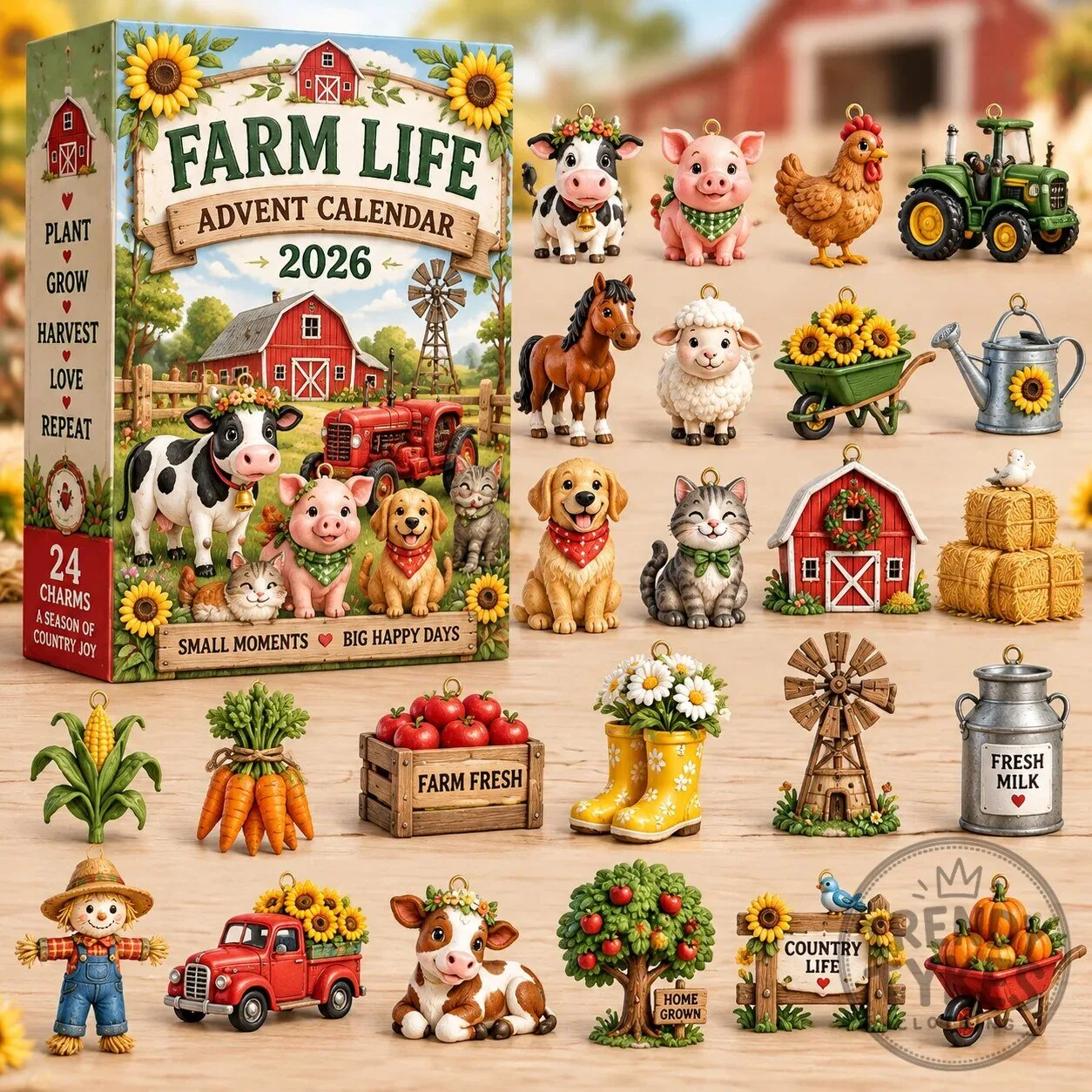 Farm Life Advent Calendar 2026 with 24 Charms and Ornaments