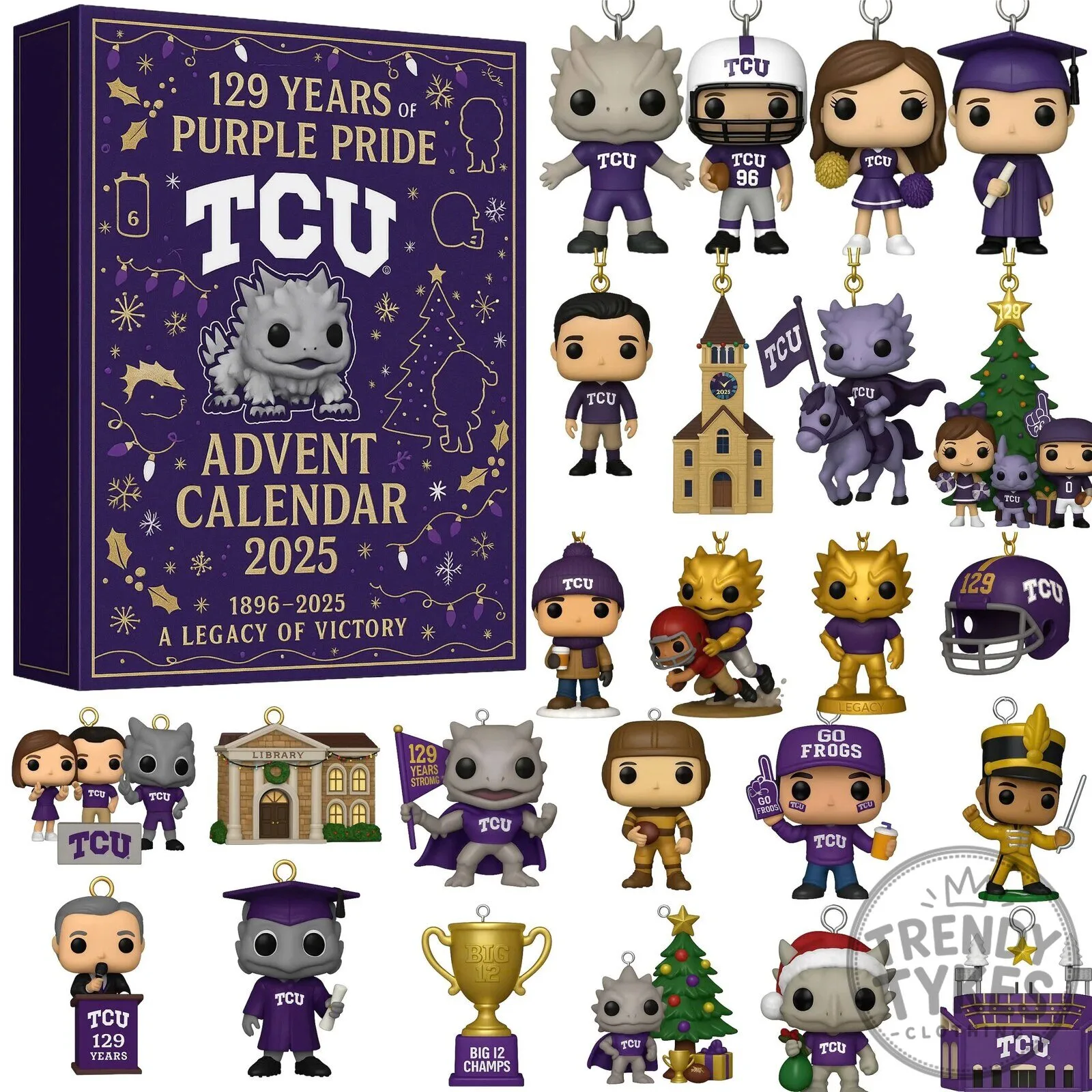 Texas Christian University Horned Frogs 2025 Advent Calendar with Funko Pop Ornaments