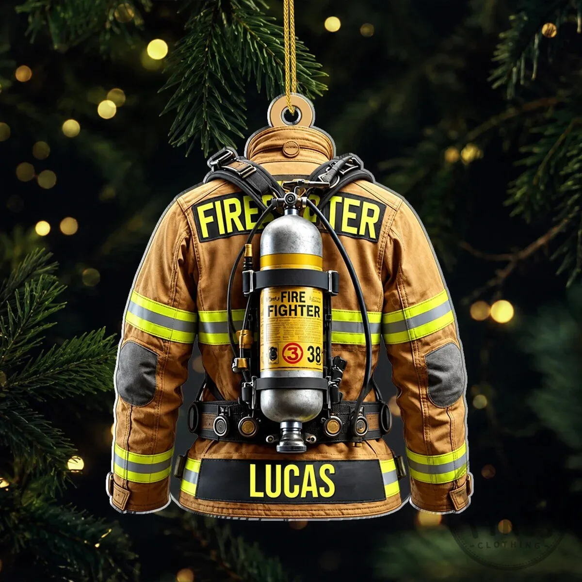Personalized Firefighter Jacket Acrylic Christmas Tree Ornament