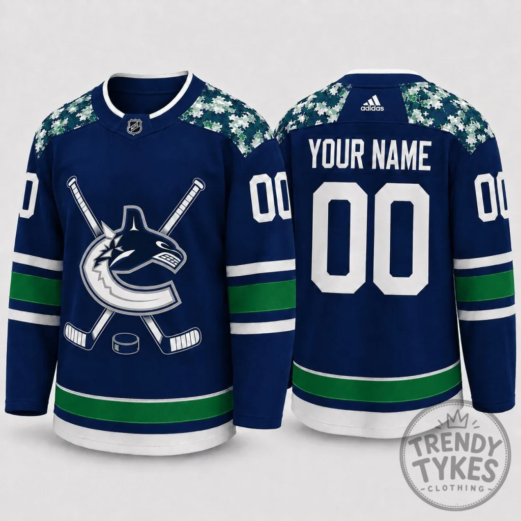 Vancouver Canucks National Hockey League Personalized Navy Blue Hockey Jersey