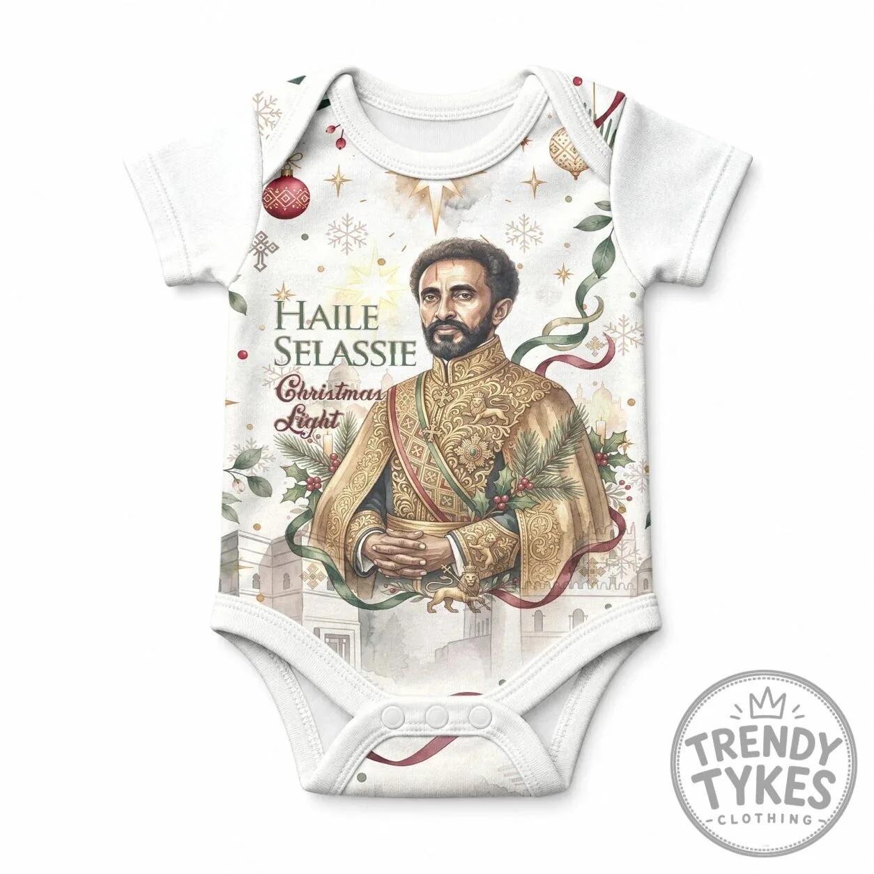 Haile Selassie Ethiopian Christmas Light Baby Romper