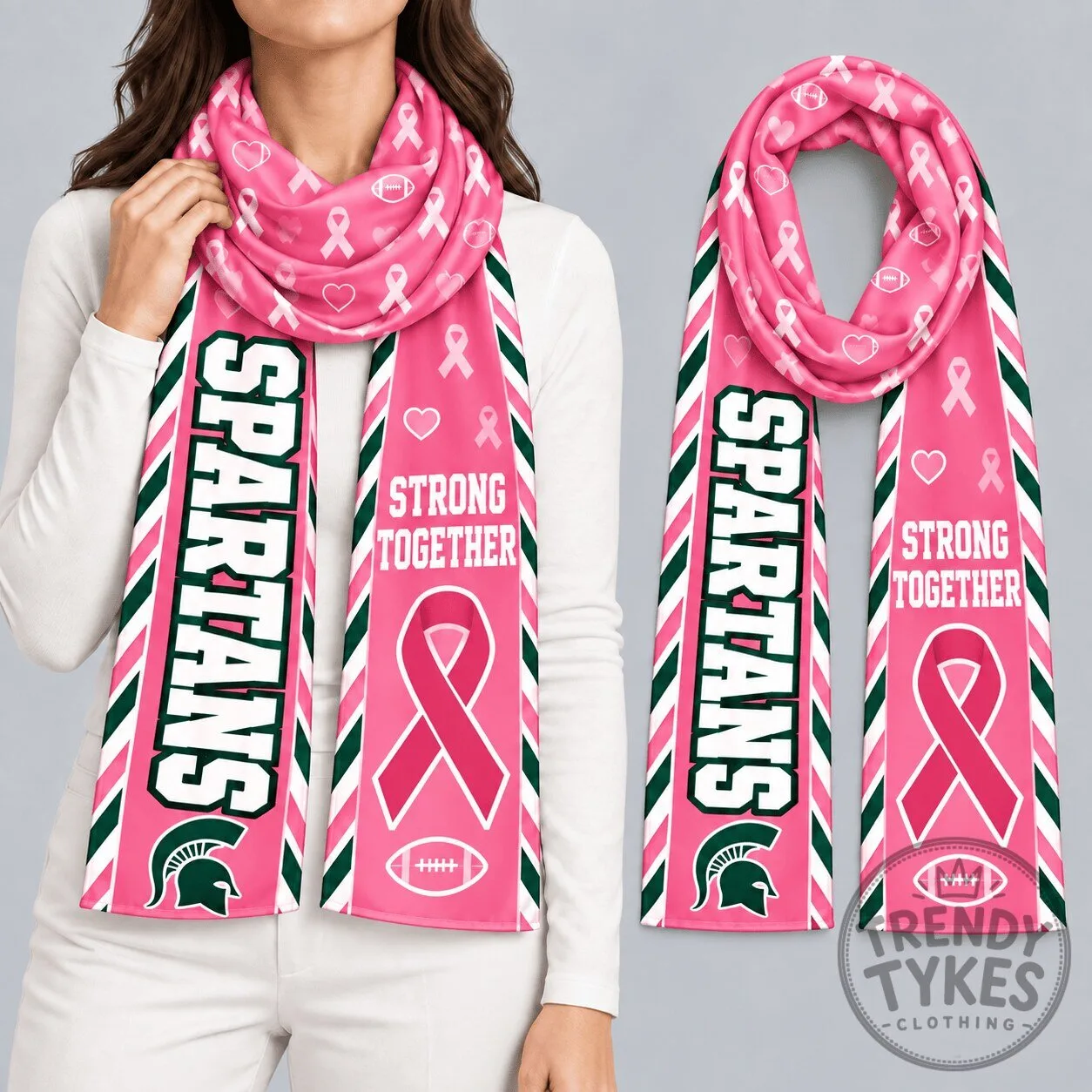 Michigan State Spartans Breast Cancer Awareness Strong Together Pink Scarf