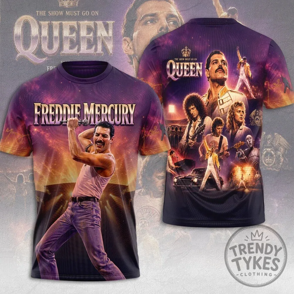 Freddie Mercury Queen Band The Show Must Go On Graphic T-Shirt
