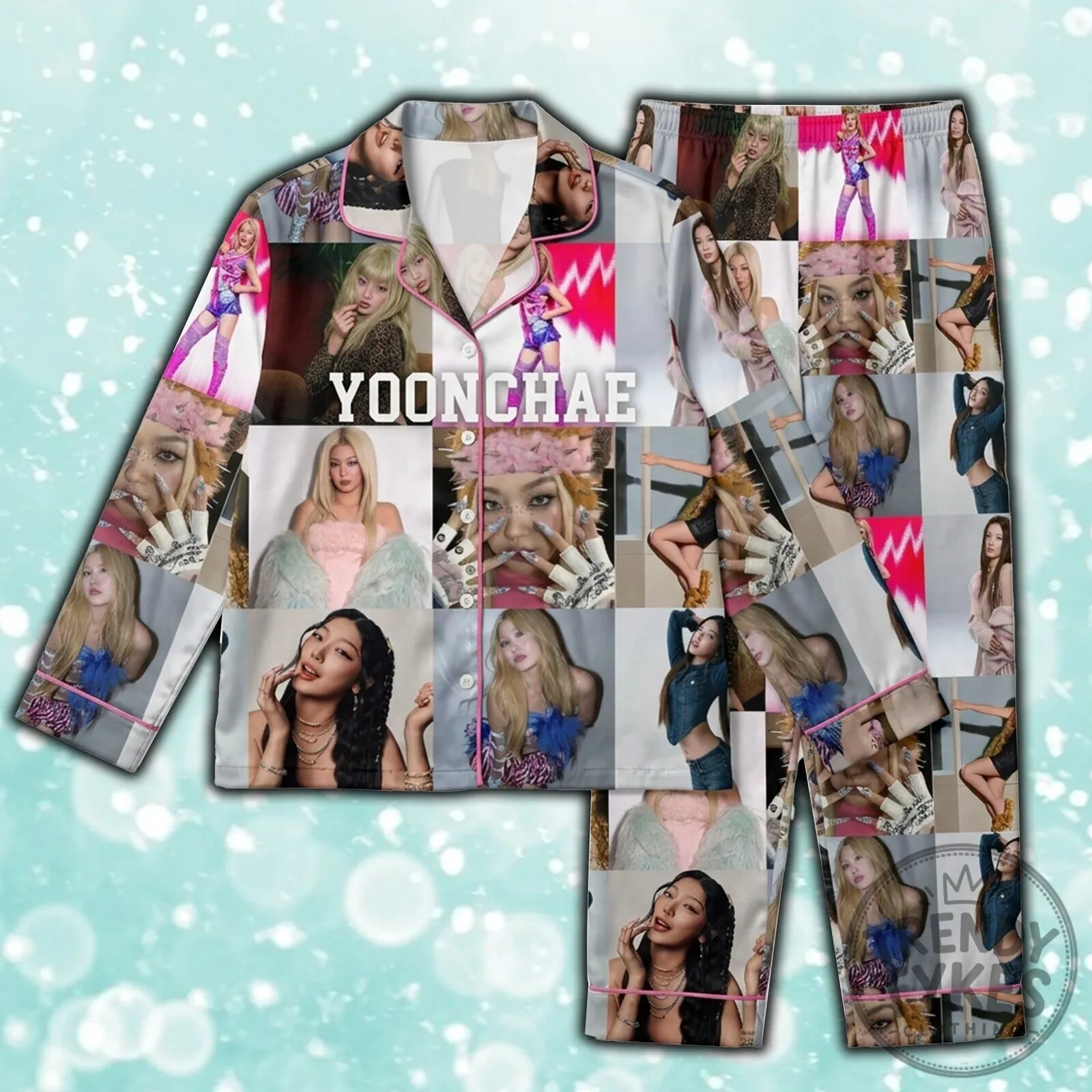 Yoonchae K-Pop Music Idol Photo Collage Two-Piece Pajamas Set