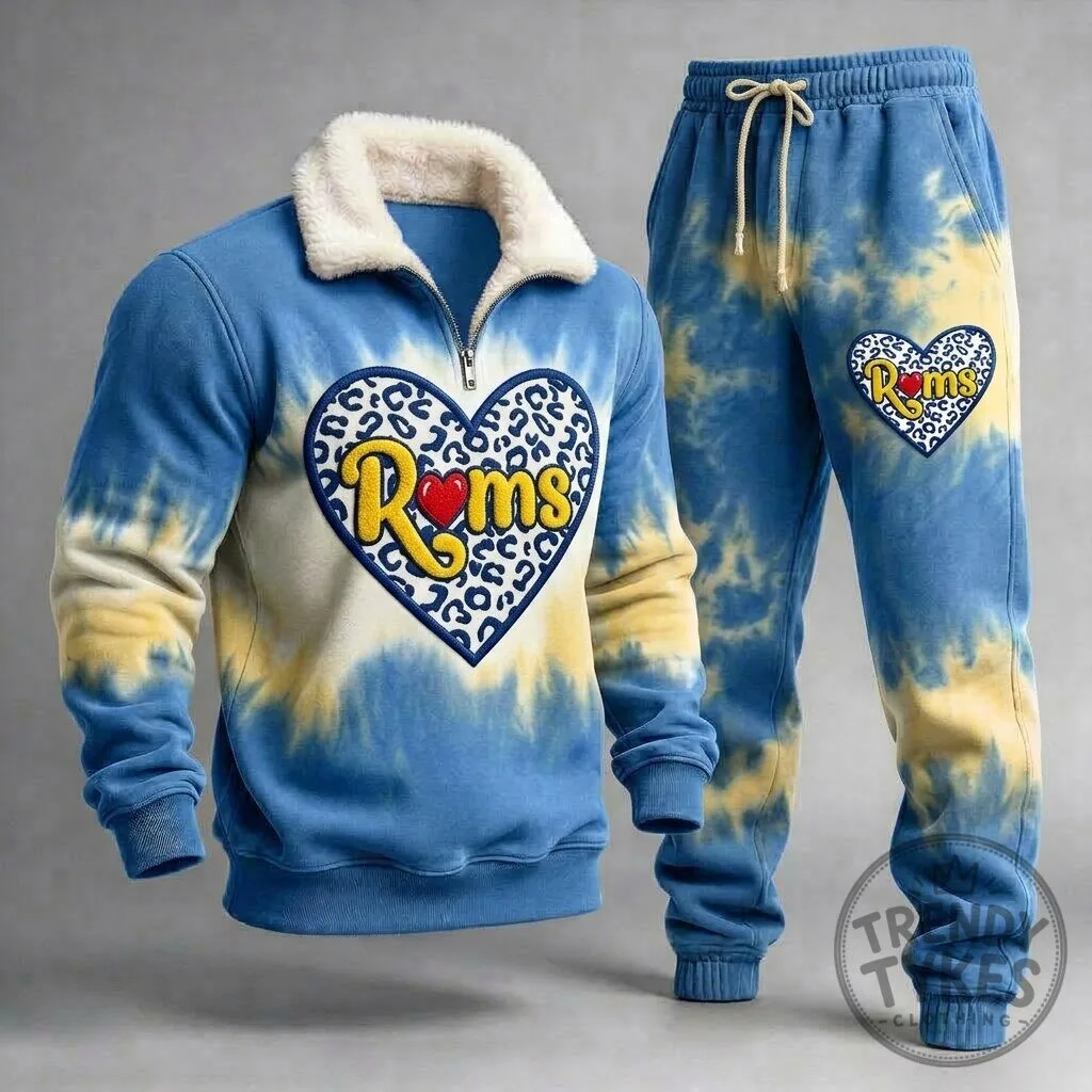Los Angeles Rams Tie-Dye Heart Sherpa Collar Quarter-Zip Sweatshirt