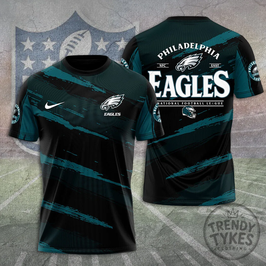 Philadelphia Eagles National Football League Black and Teal Graphic T-Shirt