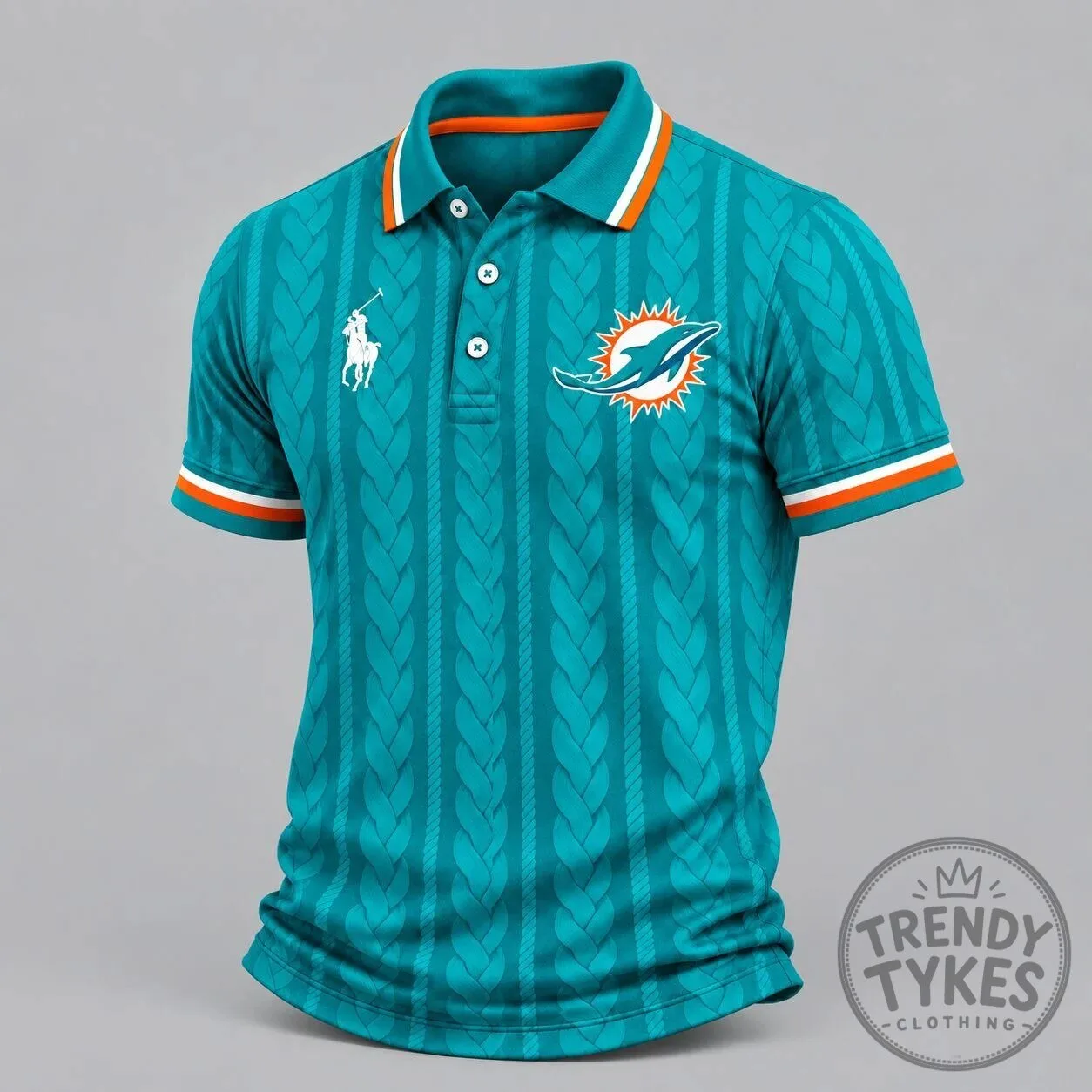 Miami Dolphins NFL Fan Apparel Retro Cable Knit Polo Shirt for Men