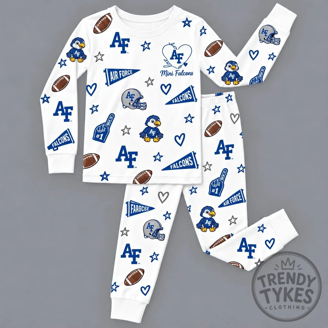 Air Force Falcons Kids Long Sleeve Football Pajamas Set