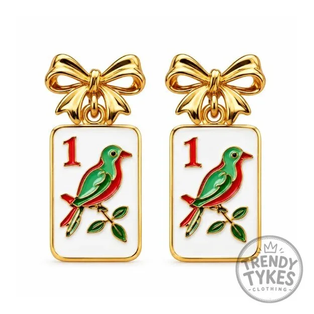 Mahjong Tile Bow Drop Earrings