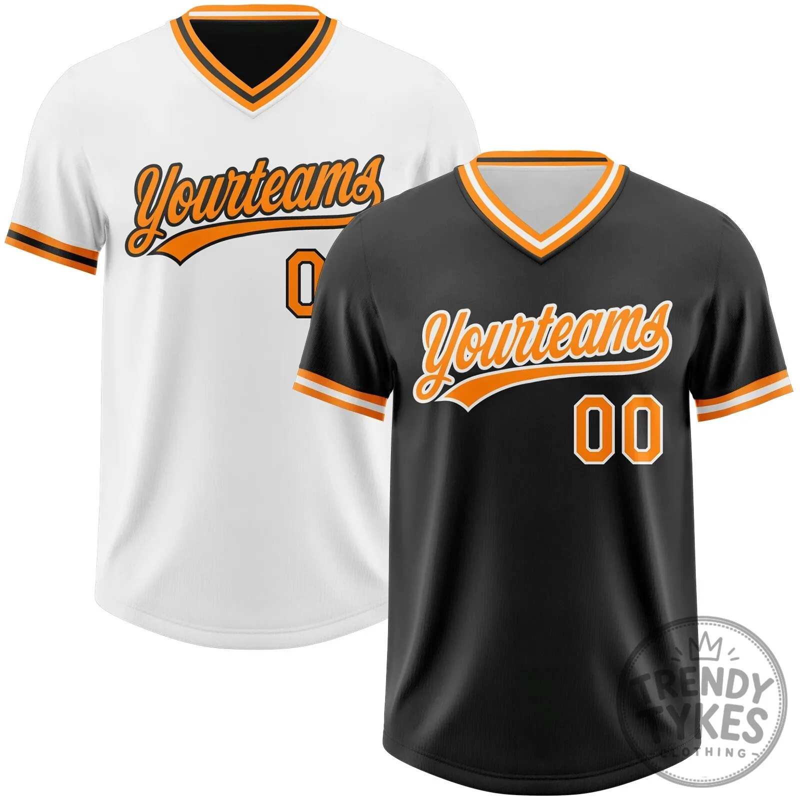Custom Black Orange White Reversible Pullover Baseball Jersey Shirt