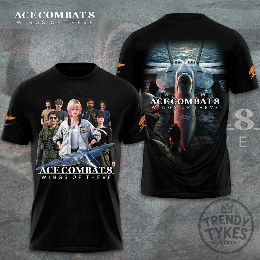 Black T-Shirt featuring Ace Combat 8 Wings of Theve Video Game Design