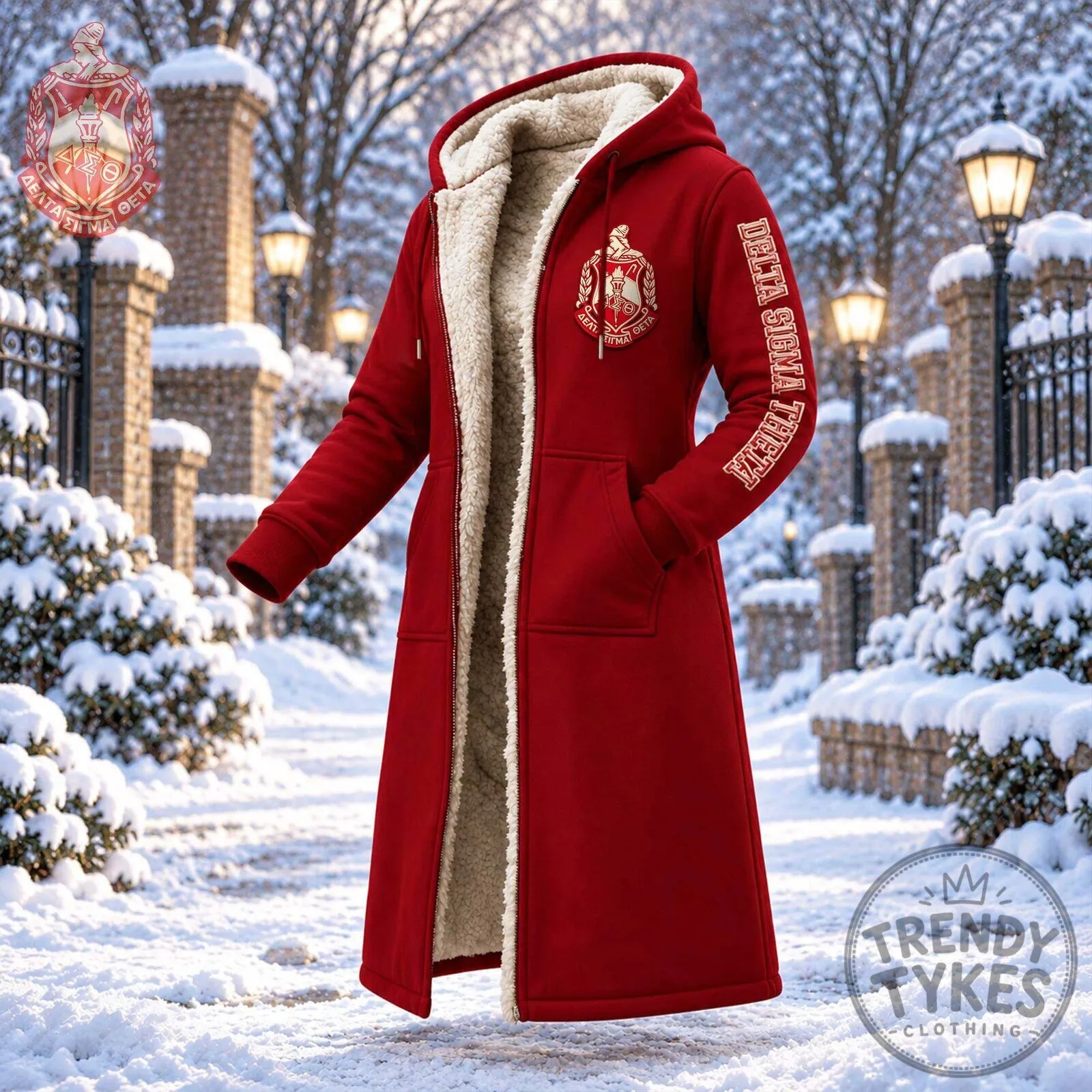 Delta Sigma Theta Sorority Long Sherpa Lined Winter Hoodie
