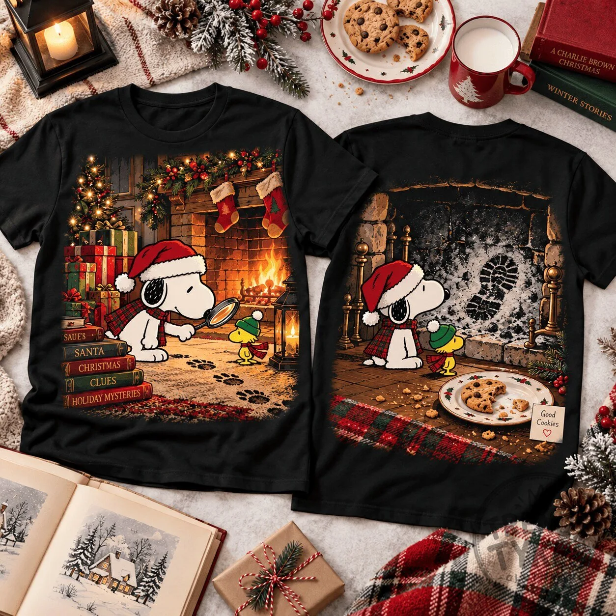 Snoopy Christmas Mystery Detective Holiday T-Shirt