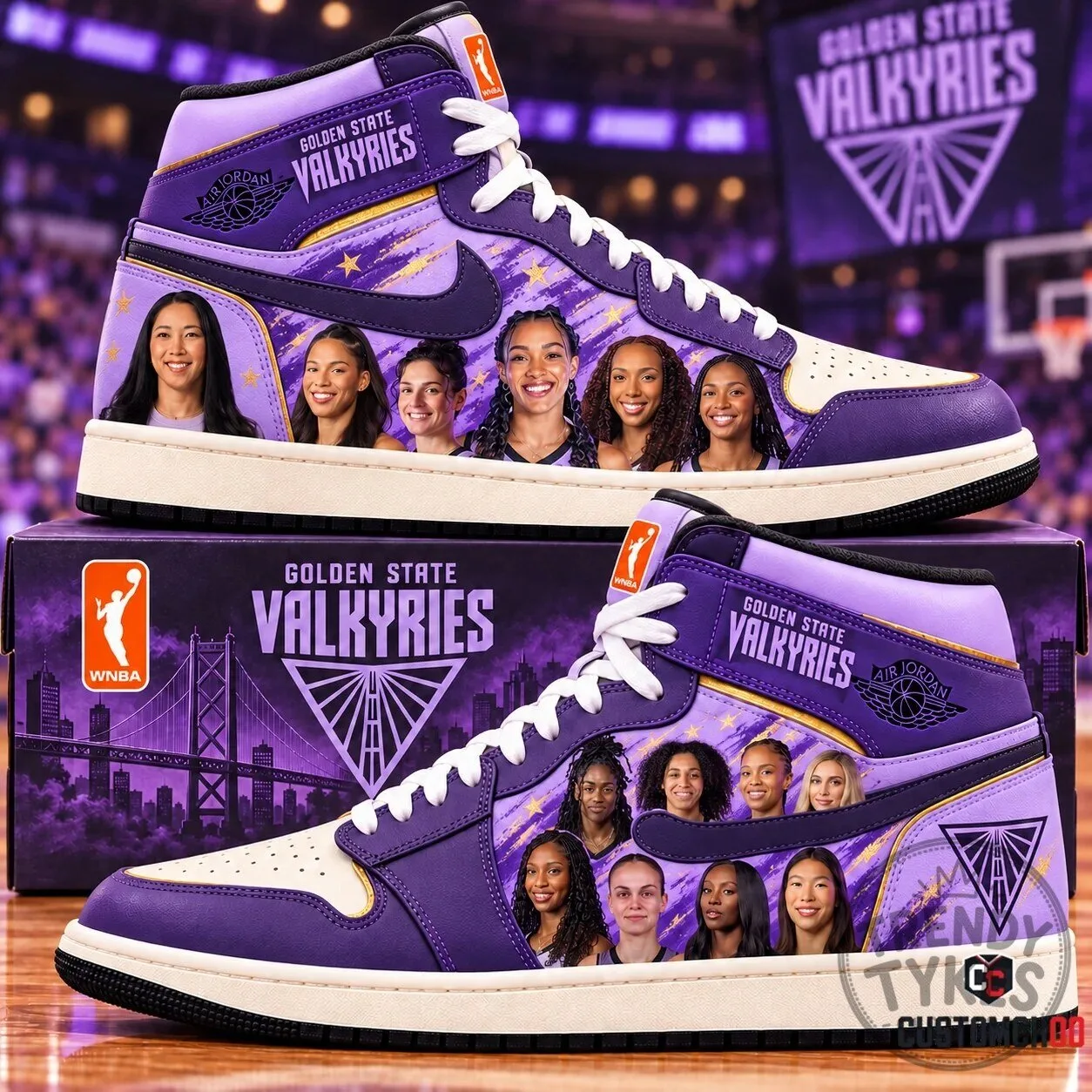 Golden State Valkyries WNBA Basketball Team High Top Sneakers for Women