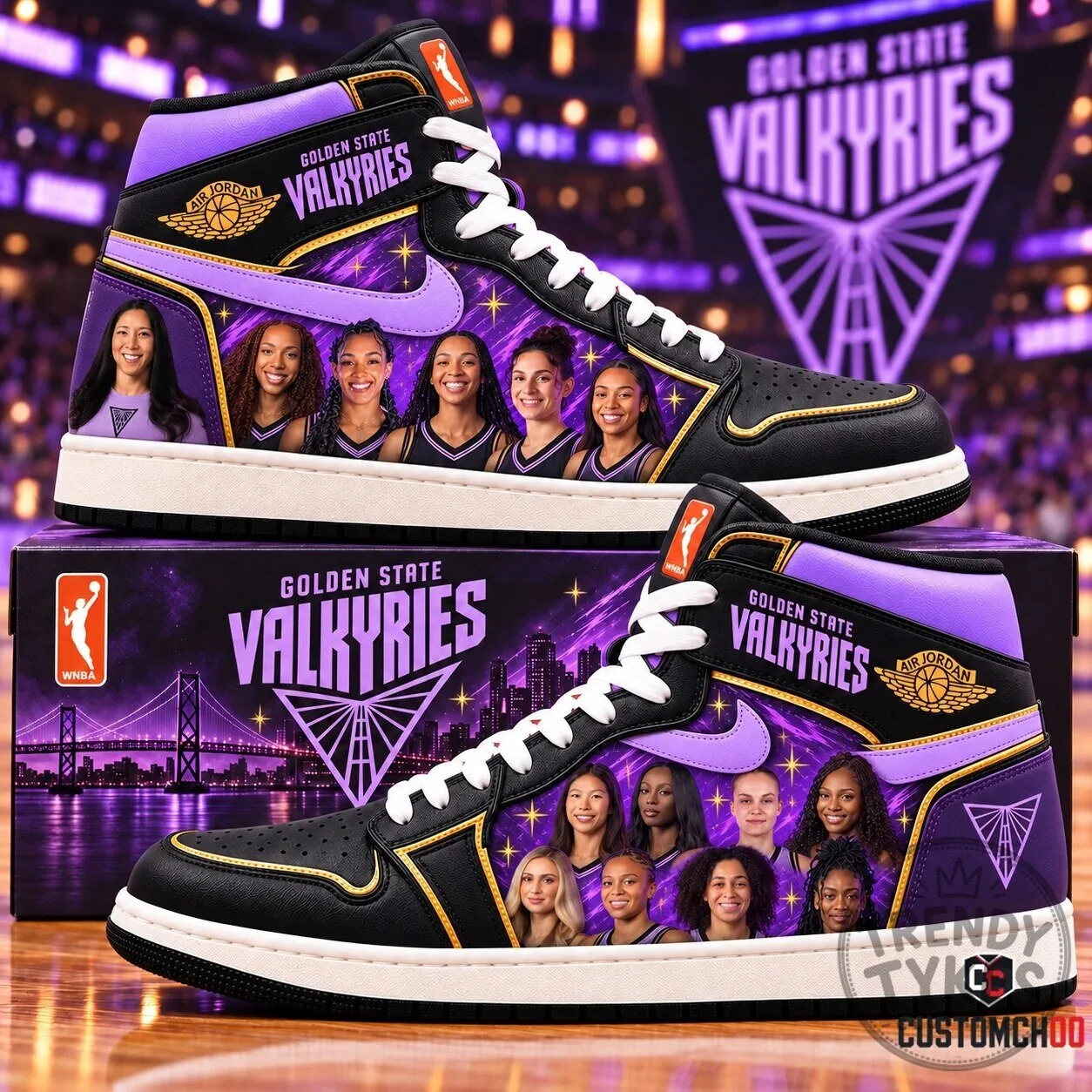 Golden State Valkyries WNBA Basketball Team High Top Sneakers for Women 5 Golden State Valkyries WNBA Basketball Team High Top Sneakers for Women