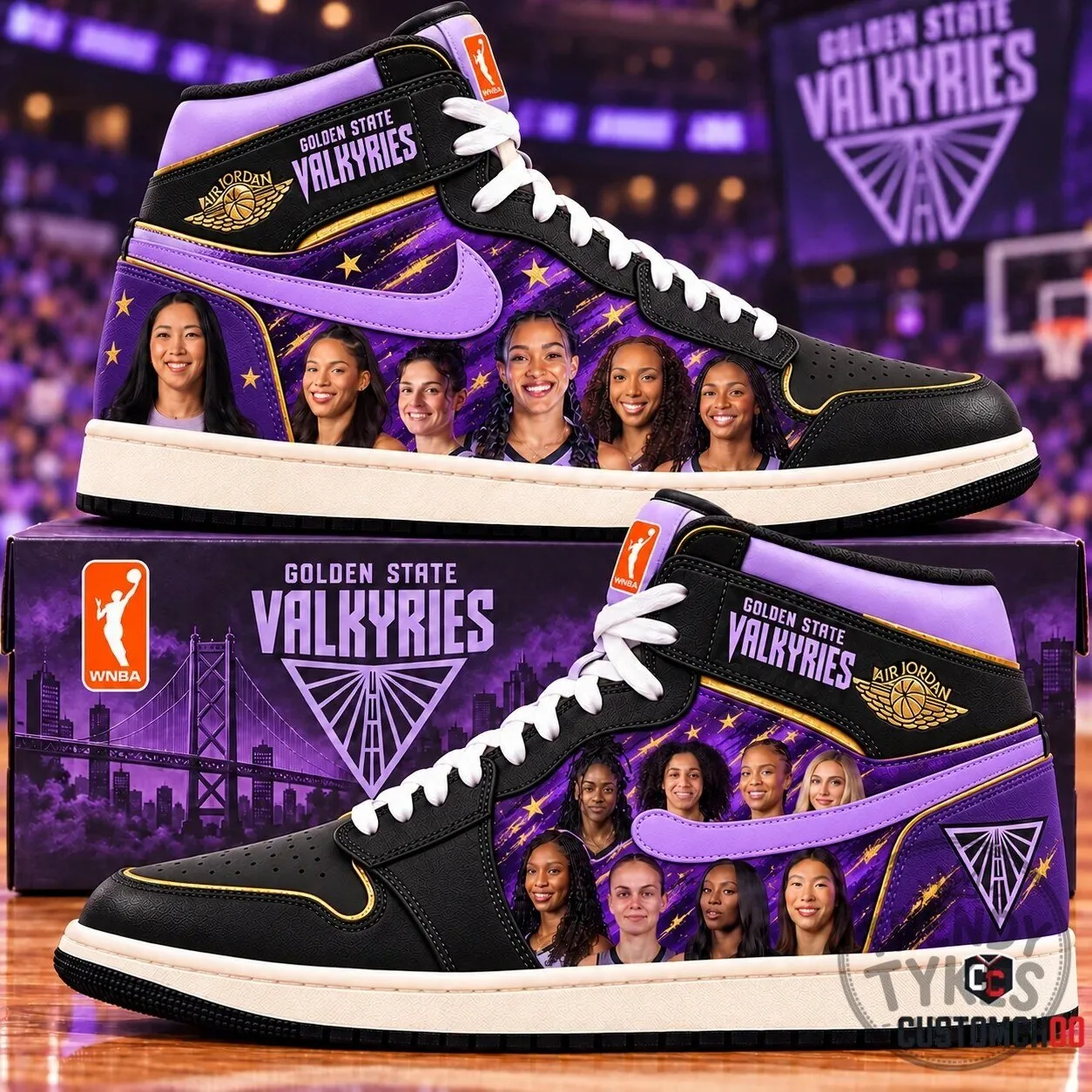 Golden State Valkyries WNBA Basketball Team High Top Sneakers for Women 6 Golden State Valkyries WNBA Basketball Team High Top Sneakers for Women
