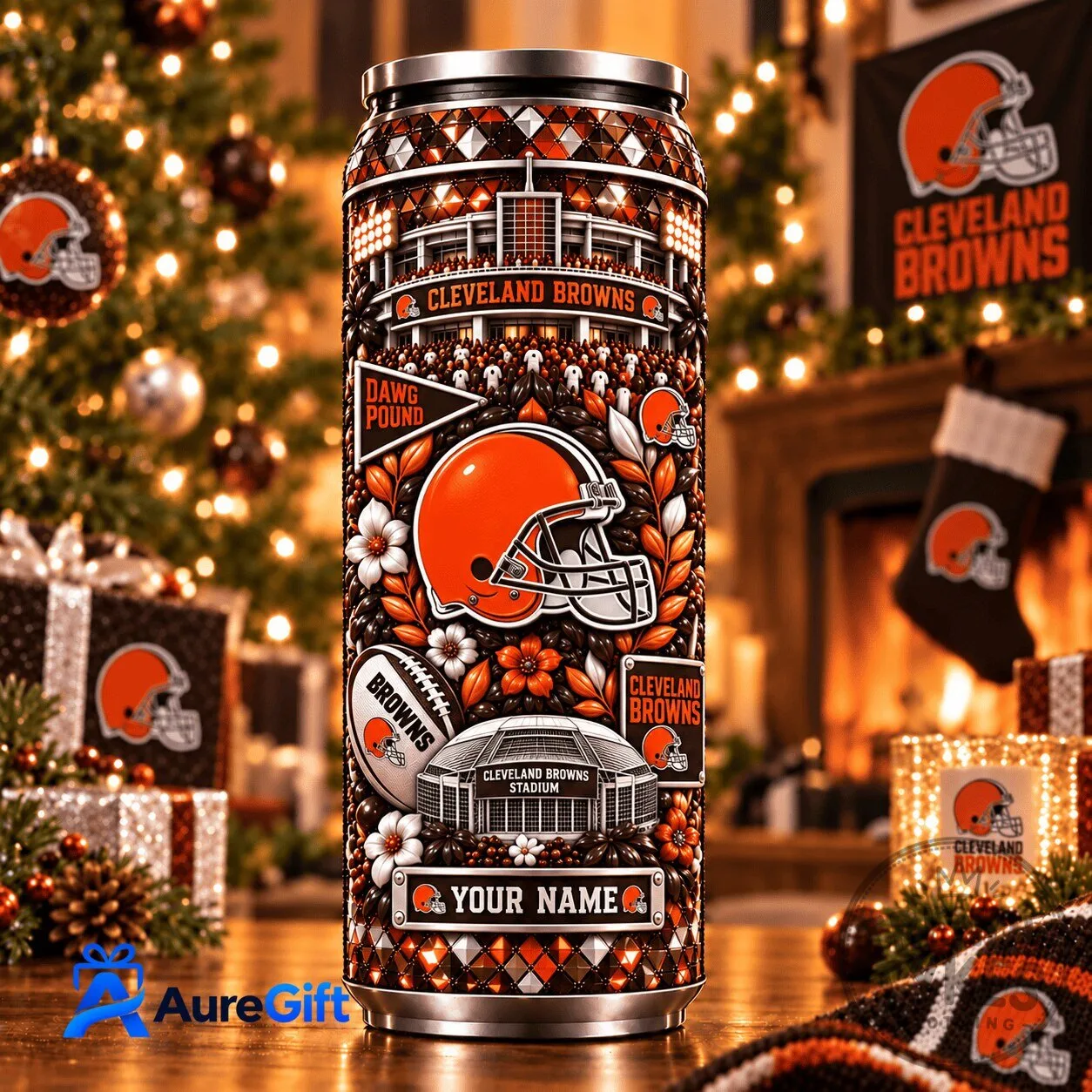 Cleveland Browns NFL Personalized Football Team Stainless Steel Tumbler
