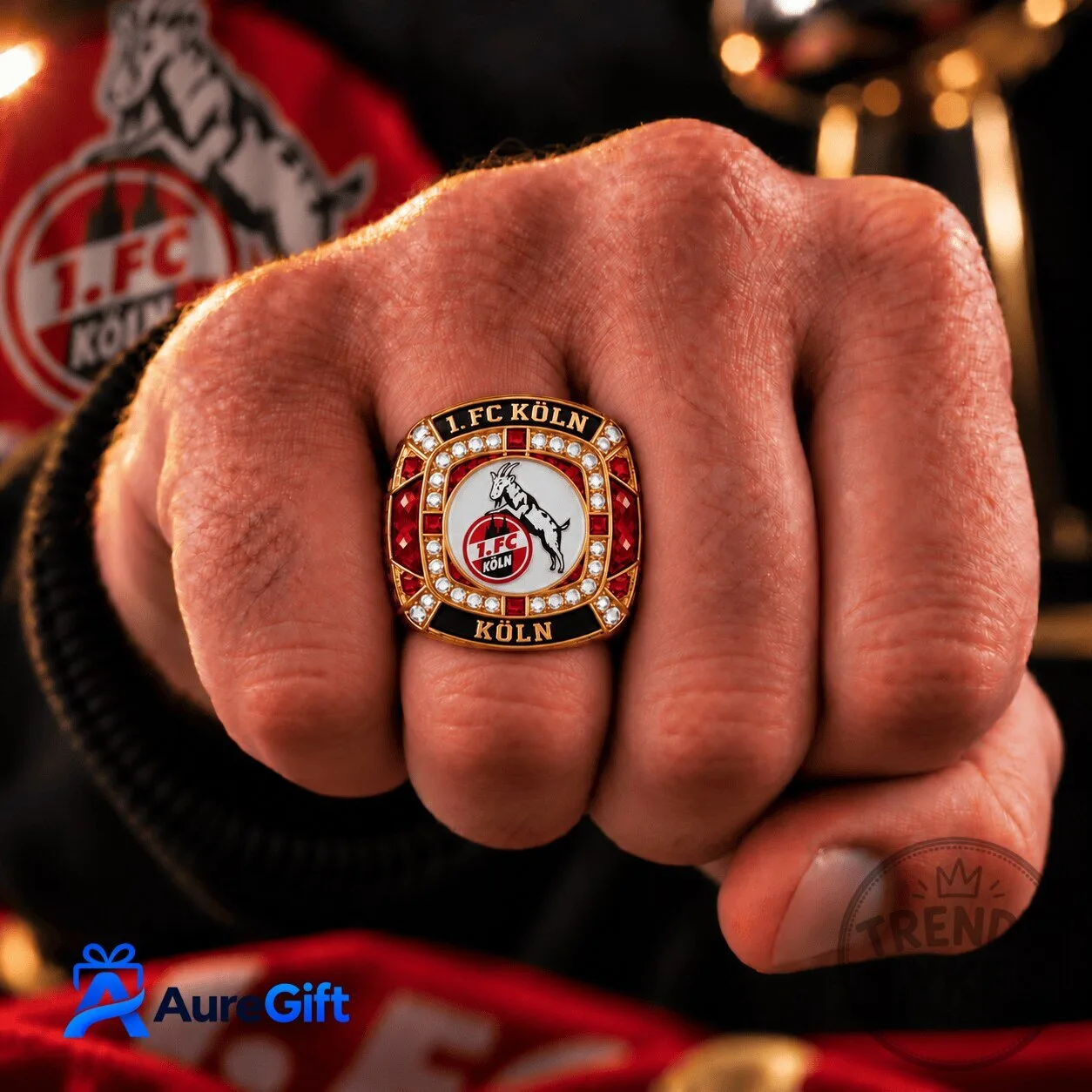 1. FC Köln Bundesliga Matchday Personalized Name Gold Ring for Soccer Fan