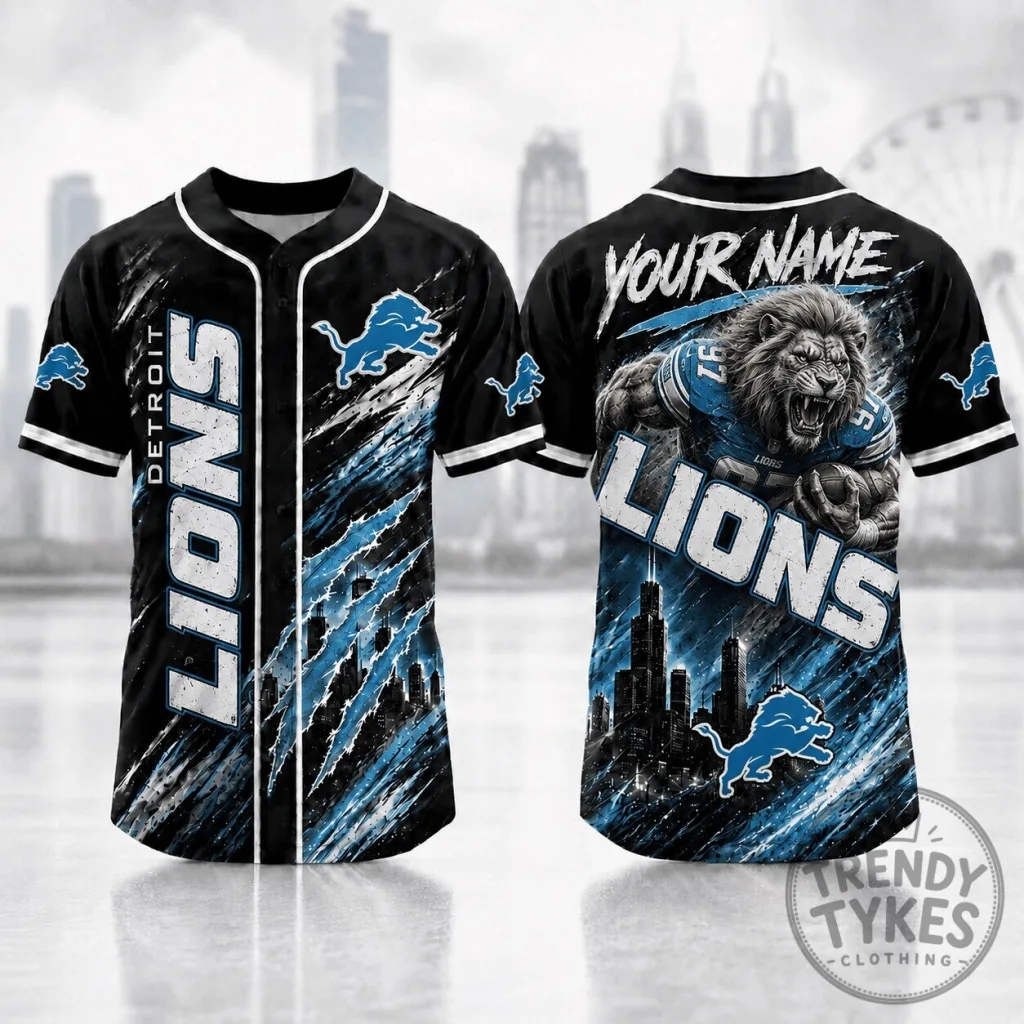 Detroit Lions Personalized Baseball Jersey for Football Fans