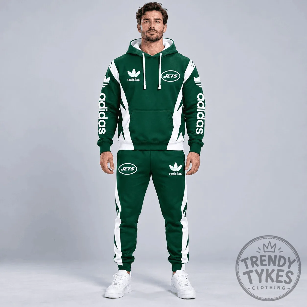 New York Jets Adidas Team Spirit Green and White Athletic Hoodie for Men