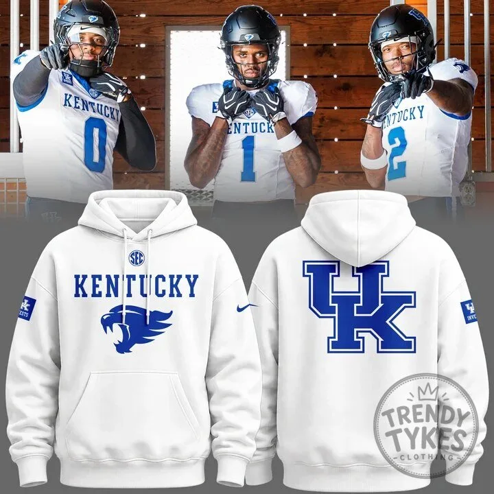 Kentucky Wildcats Football Team Logo White Pullover Hoodie