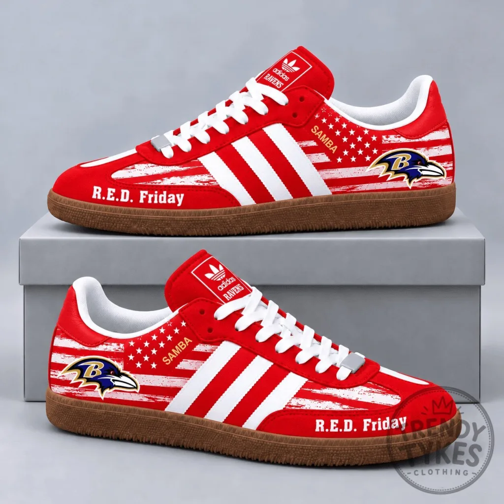American Flag Military Tribute Shoes for Baltimore Ravens NFL R.E.D. Friday
