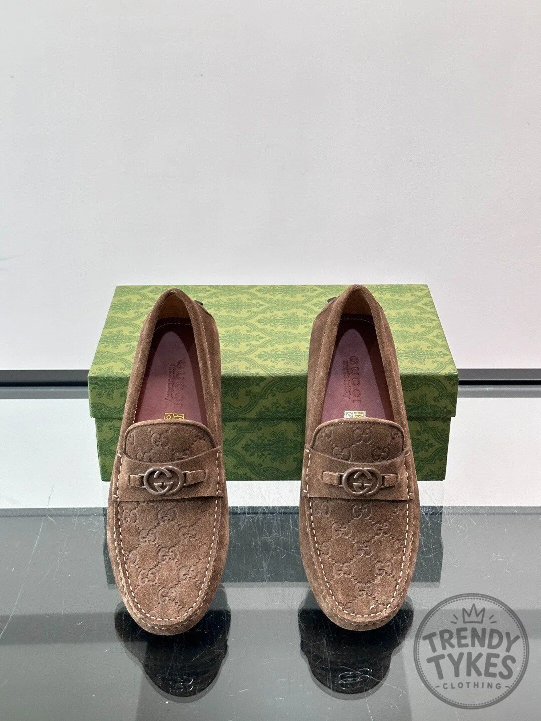 Gucci Brown Suede Interlocking G Horsebit Loafer Shoes for Men