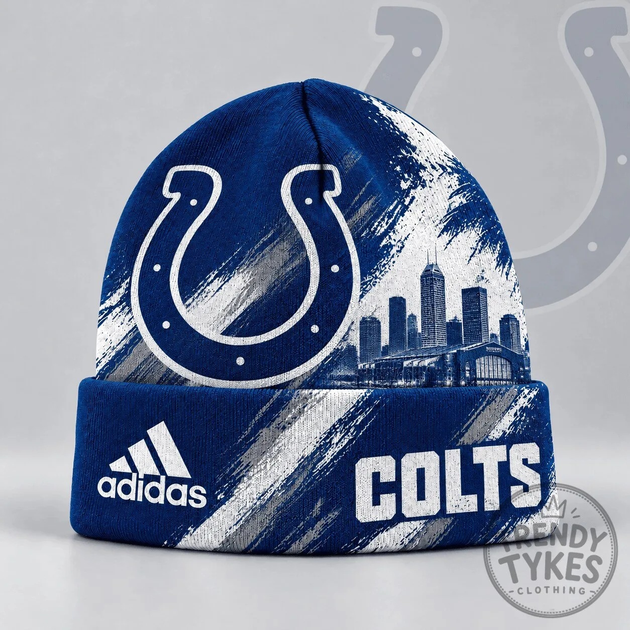 Indianapolis Colts Football Team Urban Skyline Distressed Brushstroke Beanie Hat