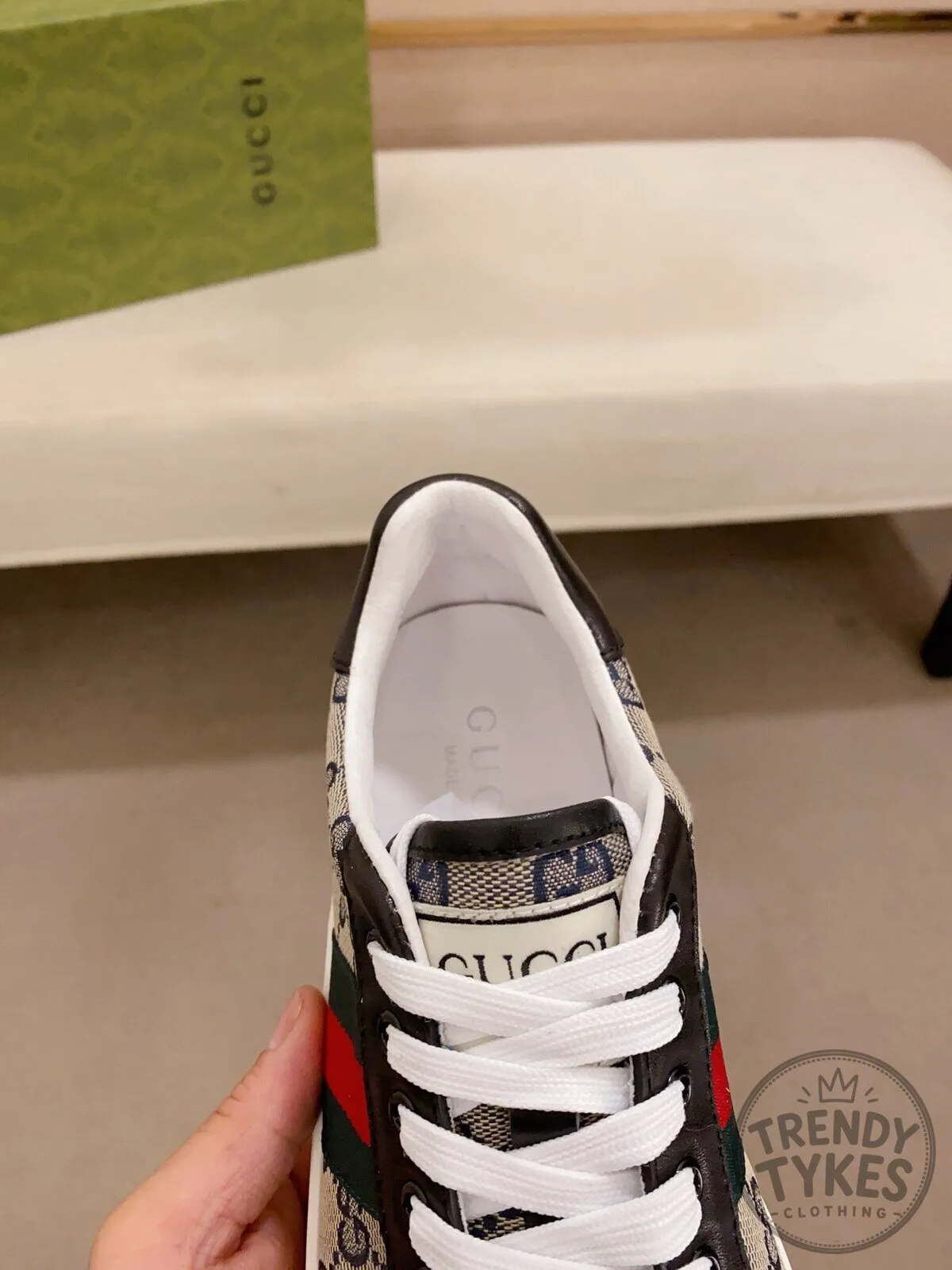 Ace Sneakers by Gucci in Monogram Canvas Featuring Web Stripe Design 6 Ace Sneakers by Gucci in Monogram Canvas Featuring Web Stripe Design