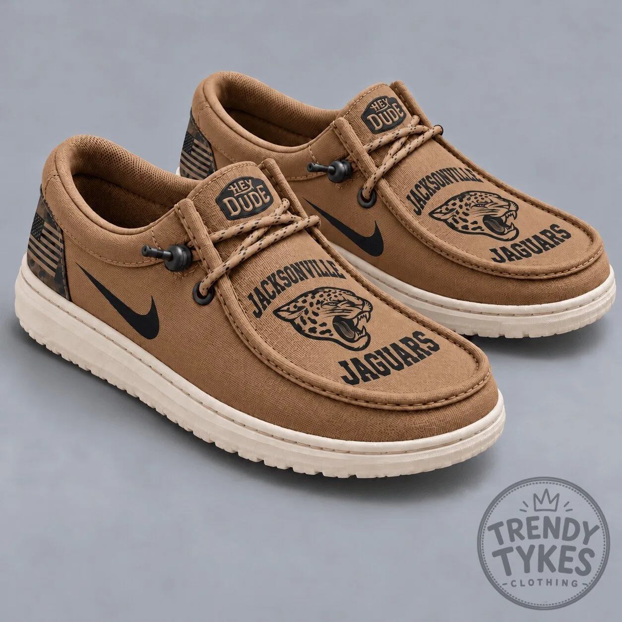 Jacksonville Jaguars NFL Team Logo Custom Brown Loafer Shoes for Men