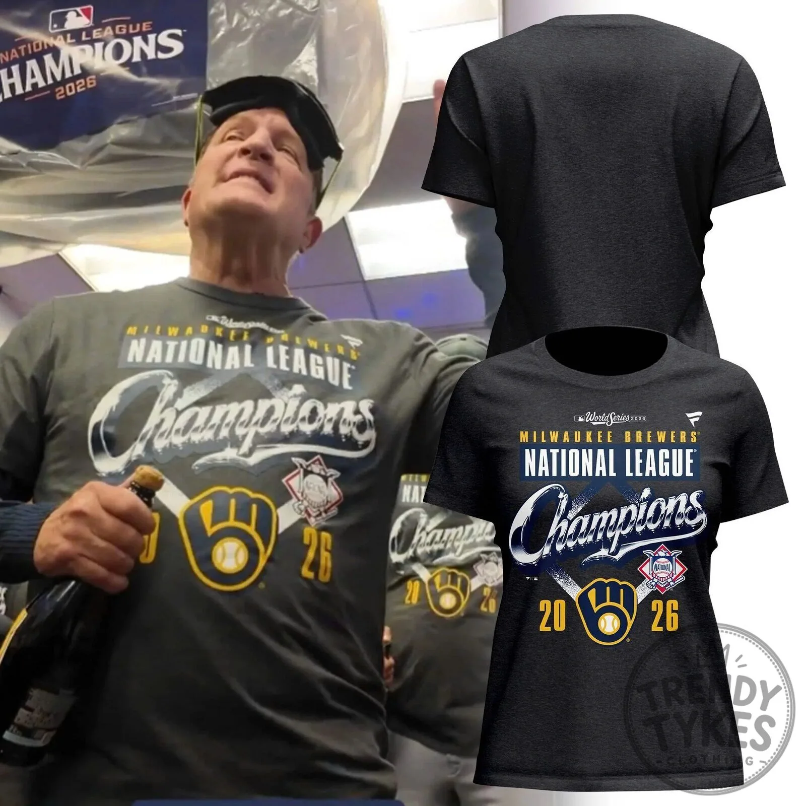 Milwaukee Brewers National League Champions 2026 Locker Room T-Shirt
